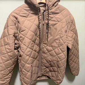 Quilted Tan Hooded Jacket